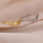 Quality Stainless Steel Elegant Angel Wings Cocktail Ring