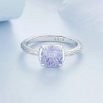 Exquisite 18K 925 Sterling Silver Sparkling Fireworks Lavender Zircon Ring