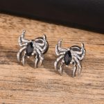 Creative Stainless Steel Halloween Spider Black Zirconia Stud Earrings