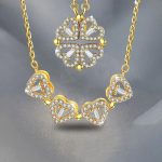 Exquisite Stainless Steel Magnetic Four Leaf-Clover Heart Charm Pendant Necklace