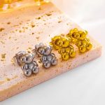 316L Stainless Steel Cute Little 3D Bear Pendant Necklace/Stud Earrings