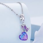 Platinum 925 Sterling Silver Gradient Butterfly Eternal Heart Charm Pendant