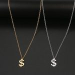 Cool Stainless Steel Dollar Currency Symbol Pendant Necklace