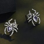 Genuine 925 Sterling Silver Zirconia Teardrop Spider Charm Stud Earrings