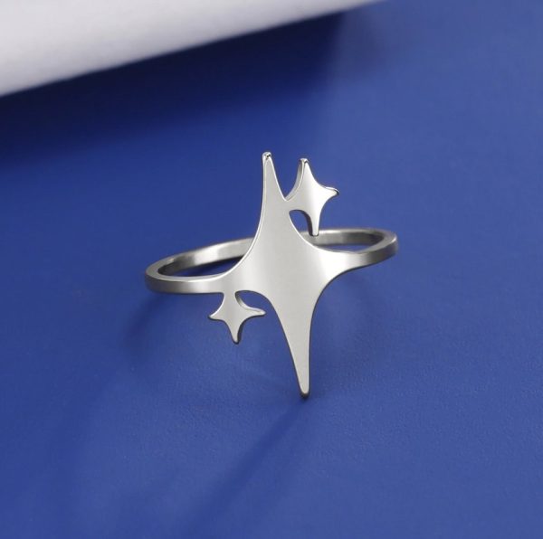 Quality Stainless Steel Triple Star Fashion Ring - Image 2