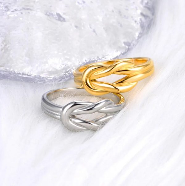 Handmade 18K Triple Plated Stainless Steel Creative Knot Design Ring