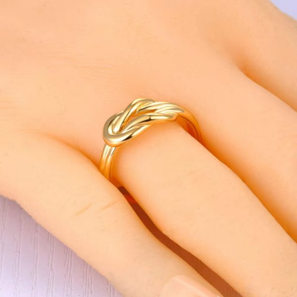 Handmade 18K Triple Plated Stainless Steel Creative Knot Design Ring - Image 2