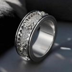 Men's Genuine 925 Sterling Silver A5 Zirconia Rotation Gear Ring