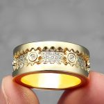 Men's Quality Stainless Steel A+ Zirconia Rotation Gear Ring