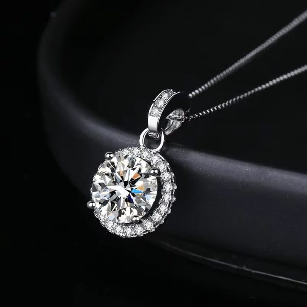 Exquisite 925 Sterling Silver 2CT Dazzling Round Zirconia Pendant Necklace - Image 4