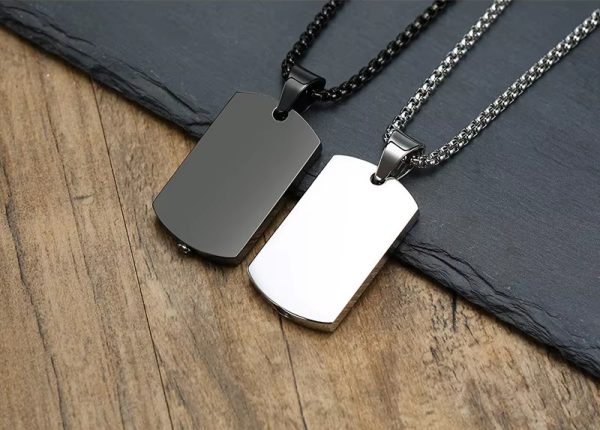 Men's Quality Stainless Steel Cremation Keepsake Dog Tag Pendant Necklace