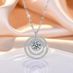 Exquisite 925 Sterling Silver 1CT Dazzling Triple Layer Zirconia Pendant Necklace