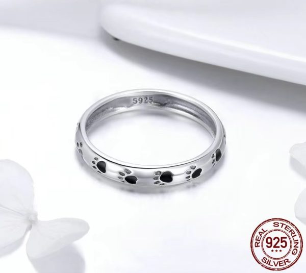 Classic 925 Sterling Silver Creative Paw Print Design Ring - Image 2