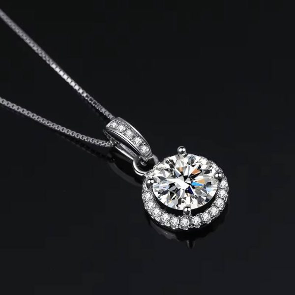 Exquisite 925 Sterling Silver 2CT Dazzling Round Zirconia Pendant Necklace - Image 2