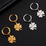 Elegant Stainless Steel Classic Four-leaf Clover Hoop/Stud Earrings