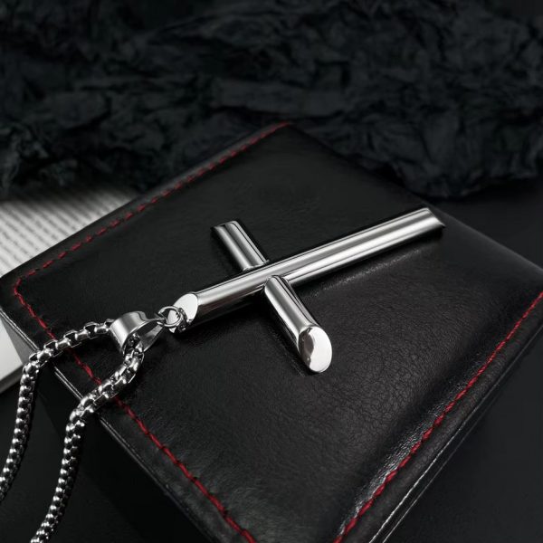 Classic Stainless Steel Necklace + Retro Cross Pendant - Image 4