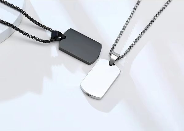 Men's Quality Stainless Steel Cremation Keepsake Dog Tag Pendant Necklace - Image 4