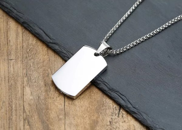 Men's Quality Stainless Steel Cremation Keepsake Dog Tag Pendant Necklace - Image 5