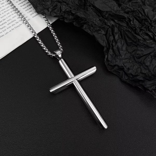 Classic Stainless Steel Necklace + Retro Cross Pendant