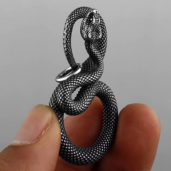 Men's Quality Stainless Steel Retro King Snake Infinity Pendant Necklace - Image 2