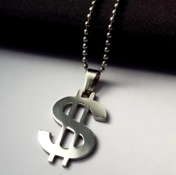 Quality Stainless Steel Dollar Currency Symbol Pendant Necklace