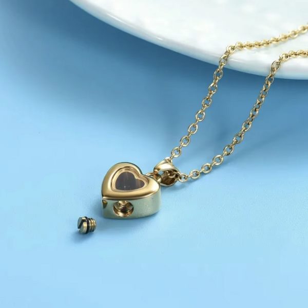 Quality Stainless Steel Cremation Keepsake Glass Heart Pendant Necklace - Image 3