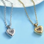 Quality Stainless Steel Cremation Keepsake Glass Heart Pendant Necklace
