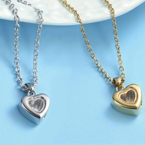 Quality Stainless Steel Cremation Keepsake Glass Heart Pendant Necklace