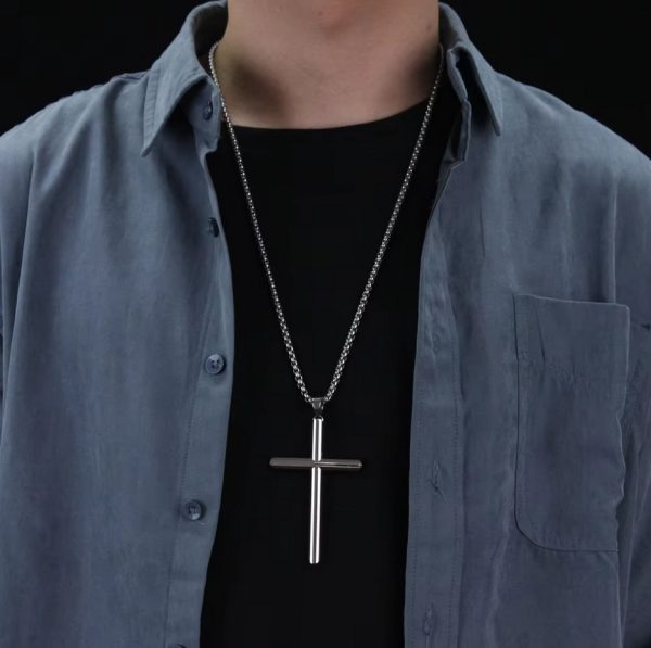 Classic Stainless Steel Necklace + Retro Cross Pendant - Image 5