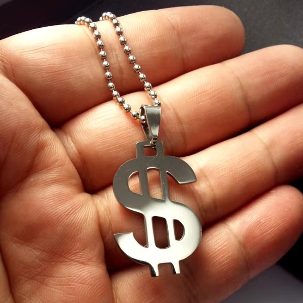 Quality Stainless Steel Dollar Currency Symbol Pendant Necklace - Image 2