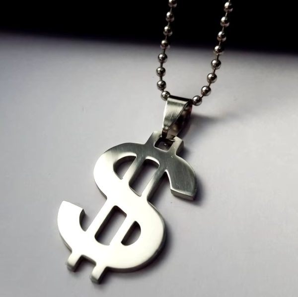 Quality Stainless Steel Dollar Currency Symbol Pendant Necklace - Image 4