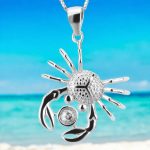 Genuine 925 Sterling Silver Mounting Akoya Pearl Crab Charm Pendant Necklace
