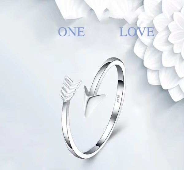 Exquisite 925 Sterling Silver Cupid’s Arrow Adjustable Ring (Size 7-8.5)