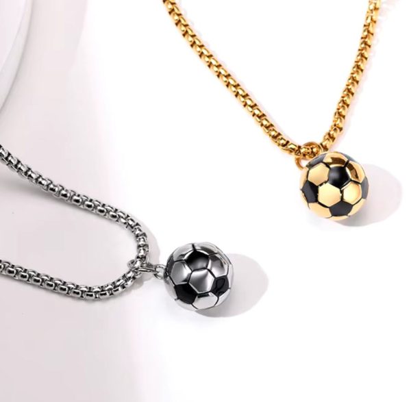 Quality Stainless Steel Solid 3D Football Soccer Titanium Pendant Necklace