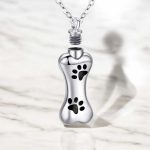 Quality Stainless Steel Bone Design Pet Paw Print Cremation Pendant Necklace