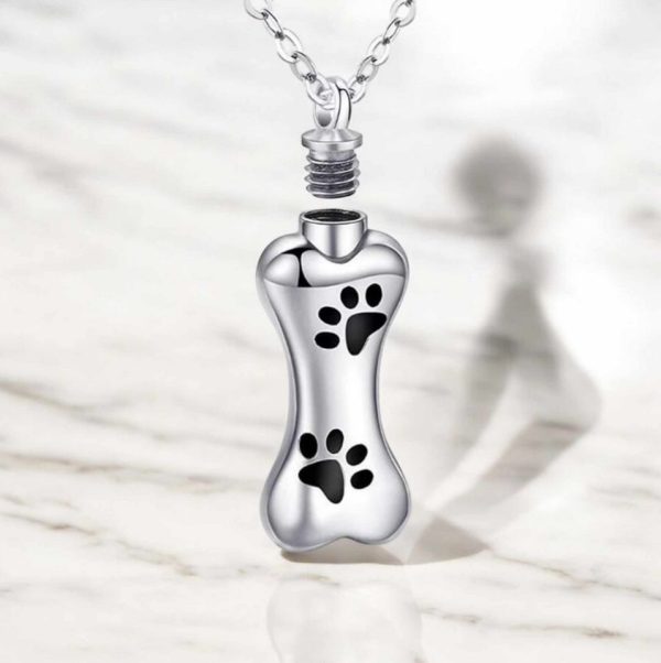 Quality Stainless Steel Bone Design Pet Paw Print Cremation Pendant Necklace