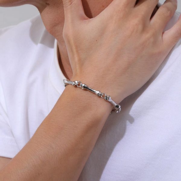 Men's Retro 7MM Skeleton Bone Link Chain Bracelet (8.5") - Image 3