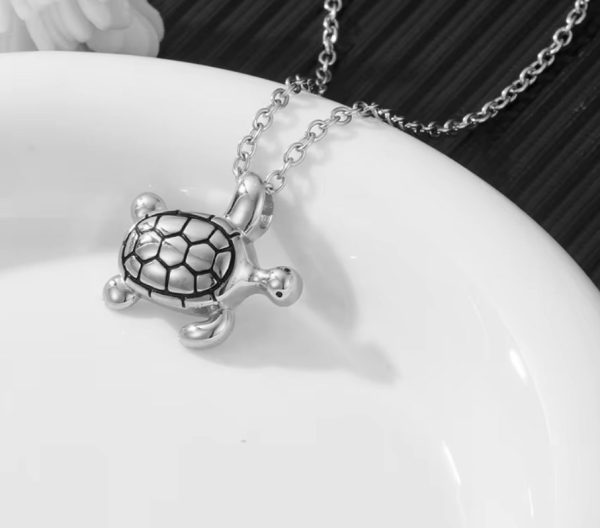 Stainless Steel Cremation Keepsake Elegant Sea-turtle Pendant Necklace