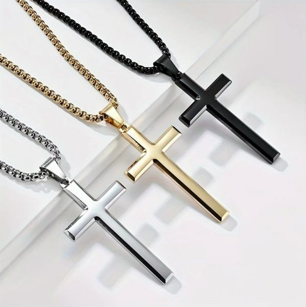 Quality 316L Stainless Steel Polished Faith Cross Pendant Necklace