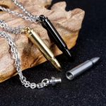 Classic Stainless Steel Hollow Point Bullet Pendant Necklace