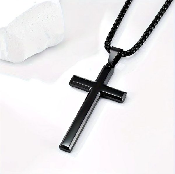 Quality 316L Stainless Steel Polished Faith Cross Pendant Necklace - Image 6