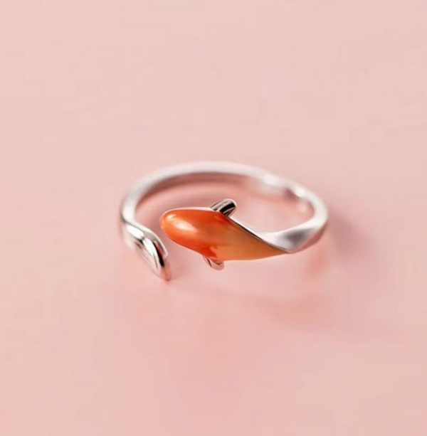 Elegant 18K 925 Sterling Silver Creative Design Adjustable Fish Ring (Size 5-7) - Image 3