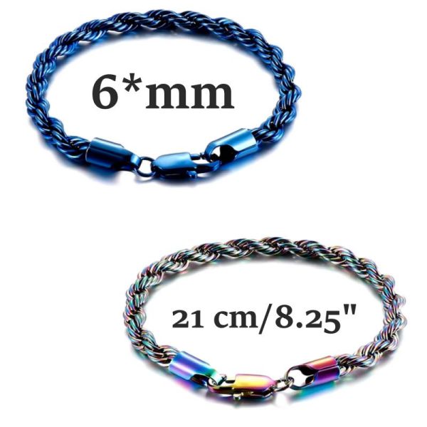 Men's 6*MM Quality Stainless Steel Chunky Rope Link Chain Bracelet - Image 2