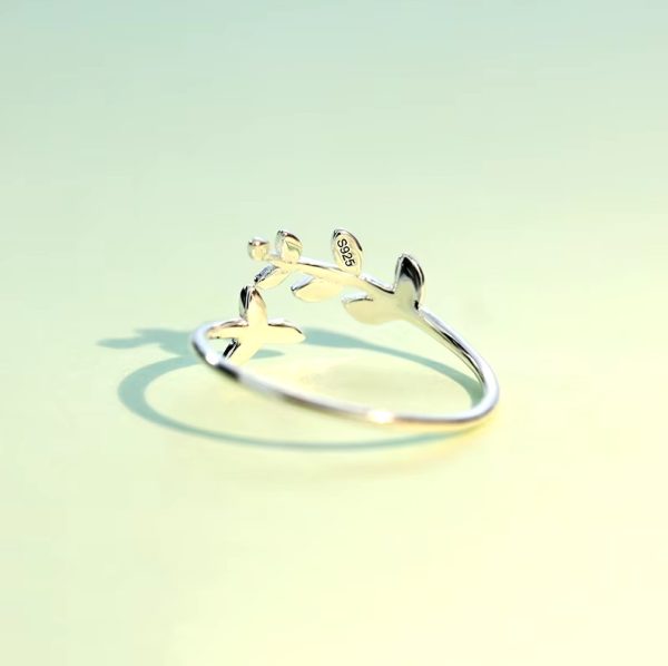 Delicate 925 Sterling Silver Cute Adjustable Branch Ring (Size 5-7) - Image 2