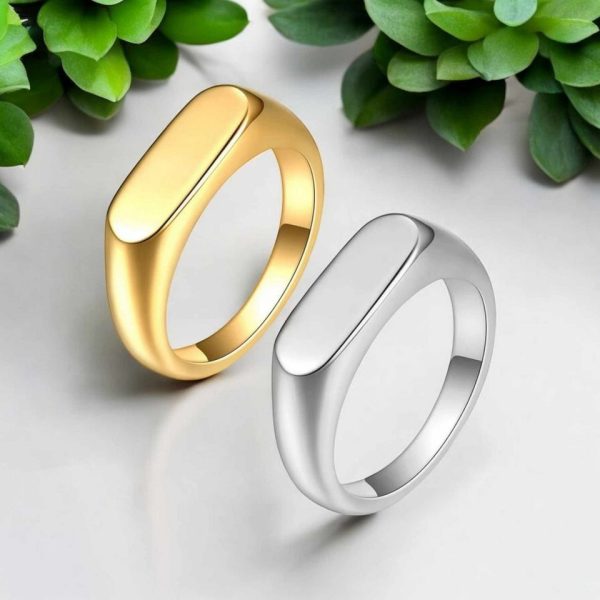 Exquisite 316L Stainless Steel 6mm Rectangular Oval Polished Signet Ring