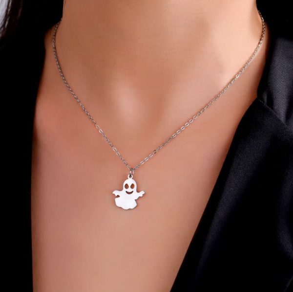 Quality Stainless Steel Cute Little Ghost Pendant Necklace - Image 4