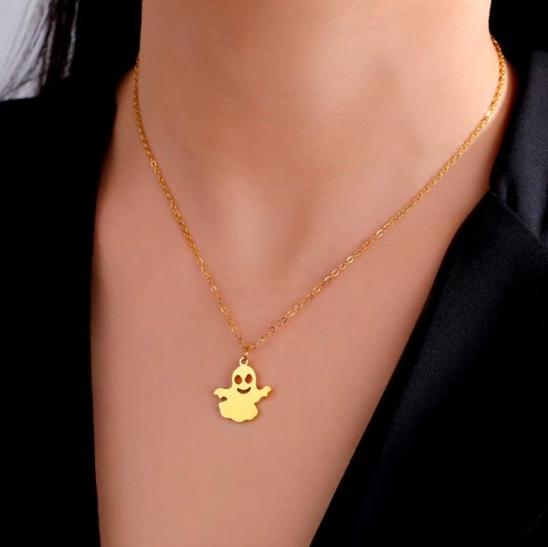 Quality Stainless Steel Cute Little Ghost Pendant Necklace - Image 2