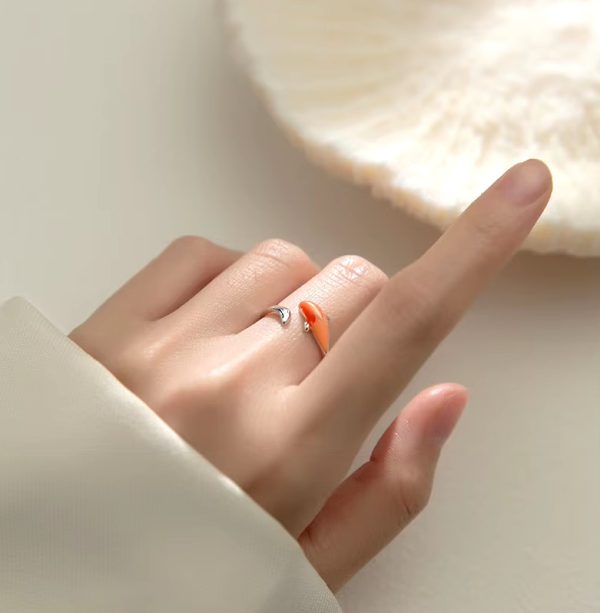 Elegant 18K 925 Sterling Silver Creative Design Adjustable Fish Ring (Size 5-7) - Image 4