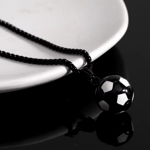 Men's Quality Stainless Steel Solid 3D Football Soccer Titanium Pendant Necklace - Image 5