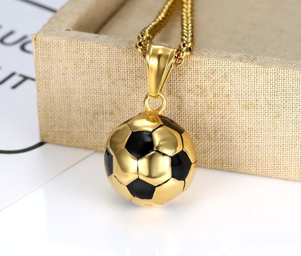 Men's Quality Stainless Steel Solid 3D Football Soccer Titanium Pendant Necklace - Image 6